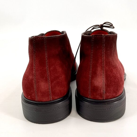 Santoni Men's Desert Boots US 9.5 Suede Burgandy New In Box - Picture 6 of 16